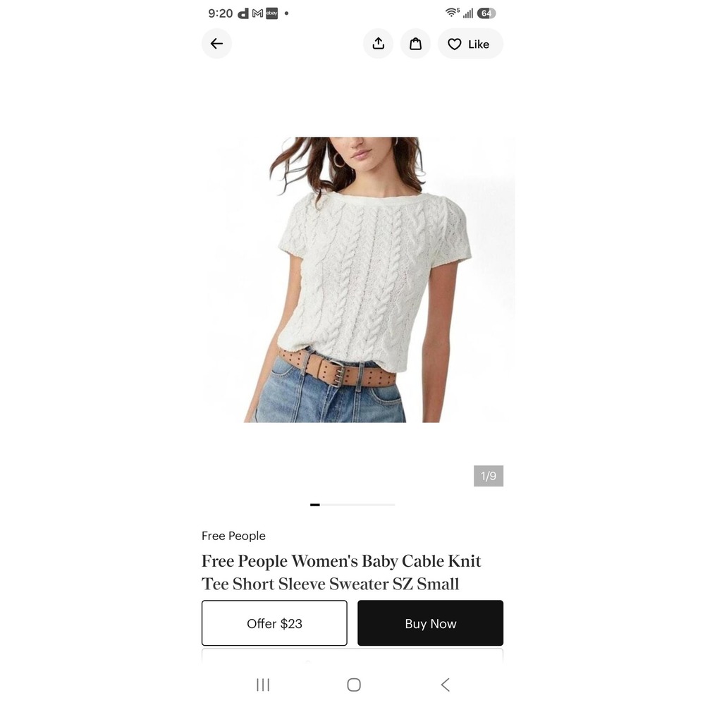 Free people cable knit white t shirt NEW size xs basic staple capsule wardrobe